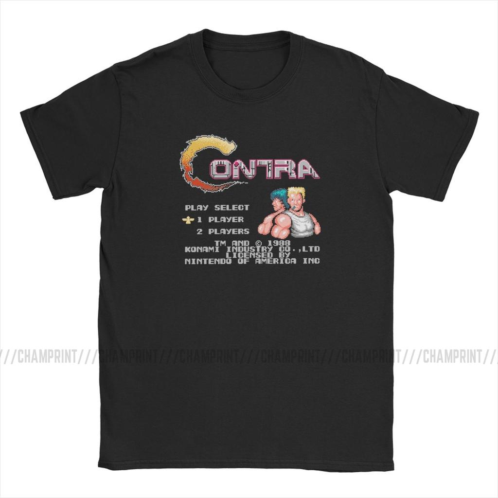 Contra NES Retro Video Game Mens T Shirts Funny Tees Short Sleeve Round Neck TShirt 100 Cotton Birthday Gift Tops