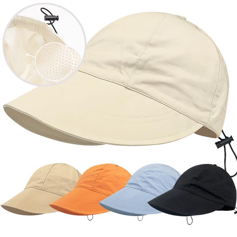 Summer Quick-drying Fisherman Cap Sun Hat Portable Foldable Wide Brim Sun Protection Hats Visors Adjustable Drawstring Caps