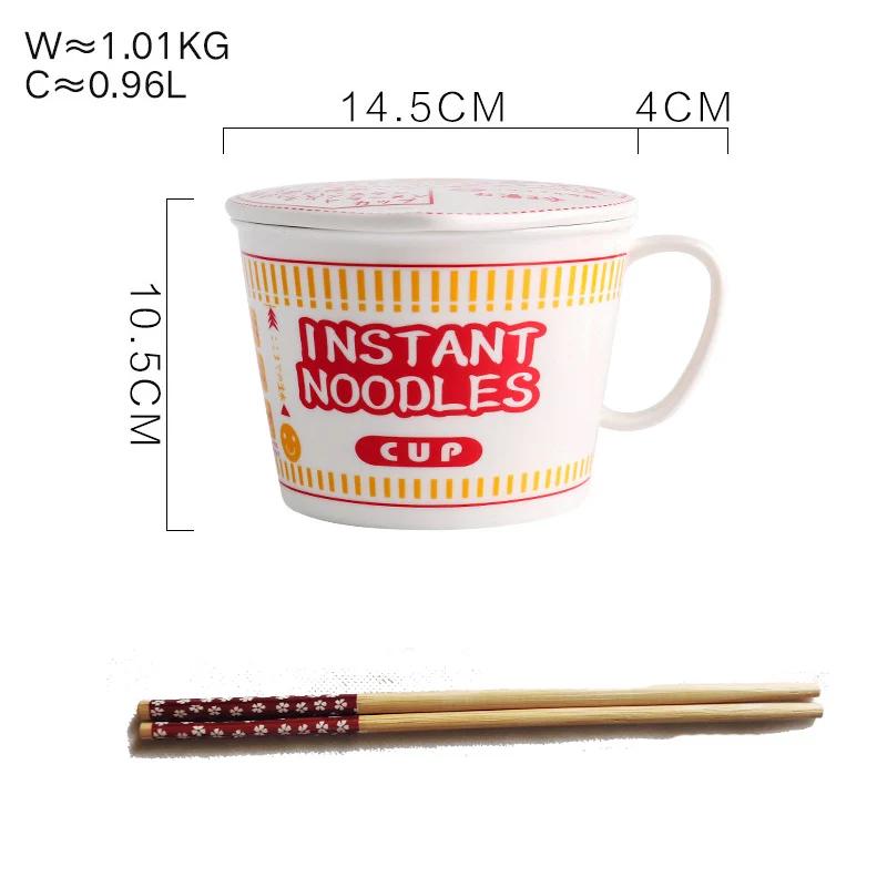 Ins style kreative Instant-Nudel Keramik Tasse Schüssel mit Deckel Bento-Box Studenten Brotdose Instant-Nudel Schüssel Suppenschüssel Set