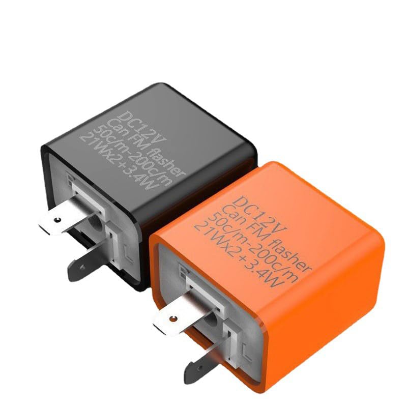 YIXINLYMY Motorcycle Turn Signal Relay, 2 Pins, 12 V, Flicker Speed Adjustment (Relay and Harness), 1 Set, Orange