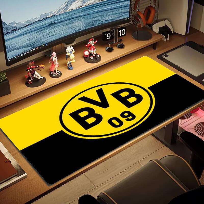 Borussia Dortmund Logo Farbe Mauspads Großes Gaming Tischkissen Rutschfest Laptop Tablet Großes Mauspads XXL Matte Mini PC Spielmatte Mit Verriegeltem Rand