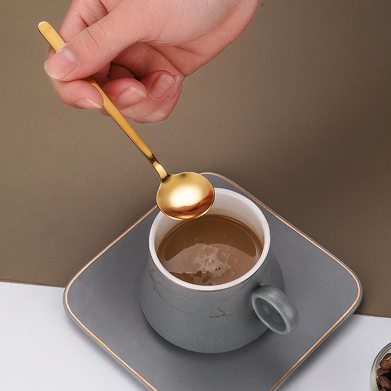 

5Pcs 17.3cm Round Spoon Long Handle Stainless Steel Coffee Spoon,Gold (BPA Free,No FDA) Type A