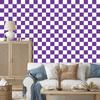 Checkerboard Wallpaper in Purple, White and Lavender for Living Room and Bedroom 50x1000