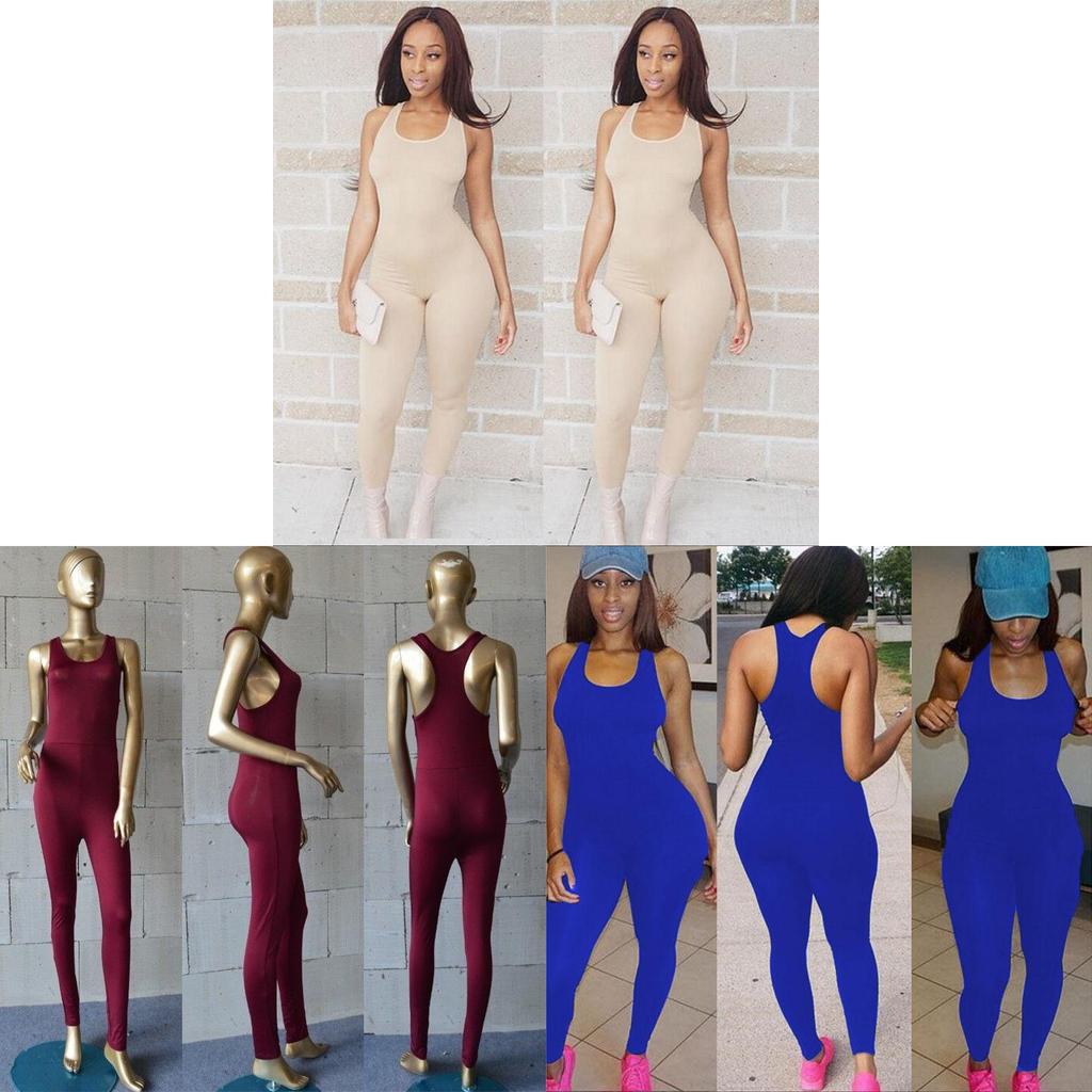Combinaison Romper Sexy Décontractée Sans Manches Bodycon pour Femmes avec Pantalon Long Élégant