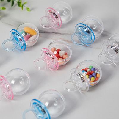 12pcs/set Transparent Plastic Wedding Candy Box Cute Pacifier Shape Storage Box Baby Shower Birthday Party Gift Packaging Box