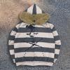 Y2K Dark Themed Printed Personalized Contrasting Wide Stripe Hoodie for Men and Women