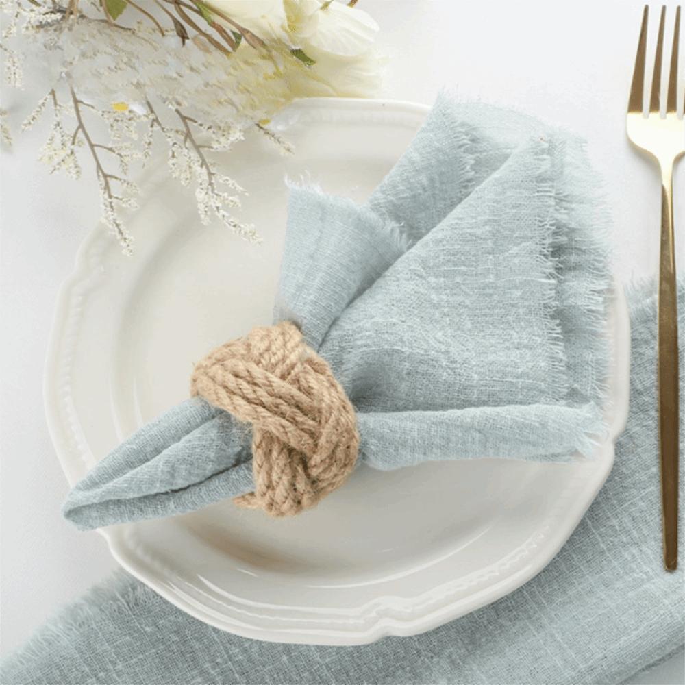 6PCS Rustic Style Burr Edge Cotton Napkin Retro Gauze Tea Towel Classic Raw Edge Cloth Napkin  Party
