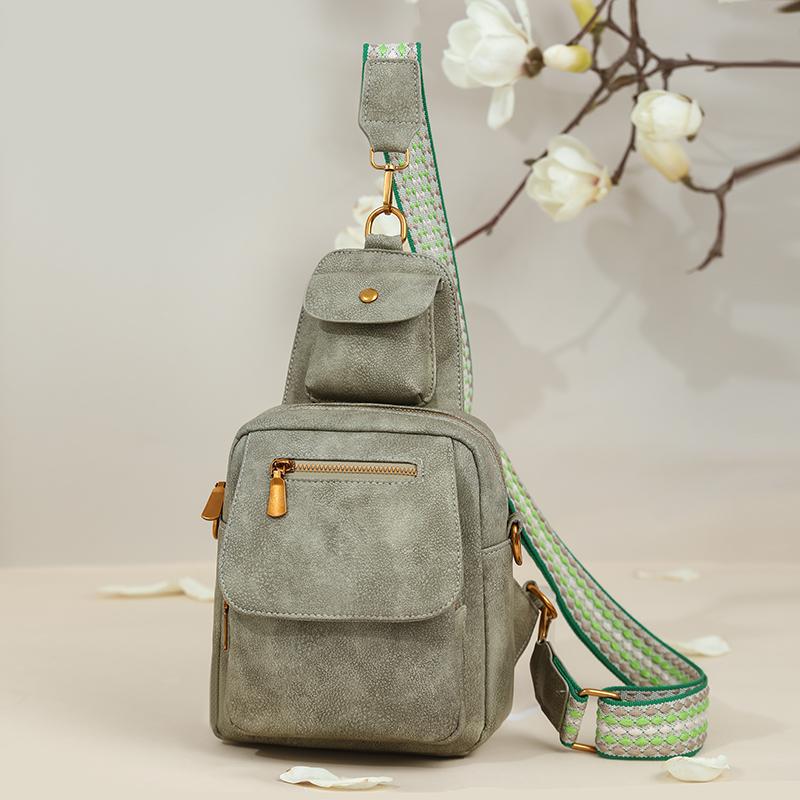 PU Umhängetasche Damen Retro Einfarbig Rucksack Pendler Brusttasche