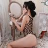 Sexy Black Fishnet Bodysuit For Women - Open Crotch Lingerie One Piece See Through Exotic Mesh Sleepwear Clubwear Female Pajamas