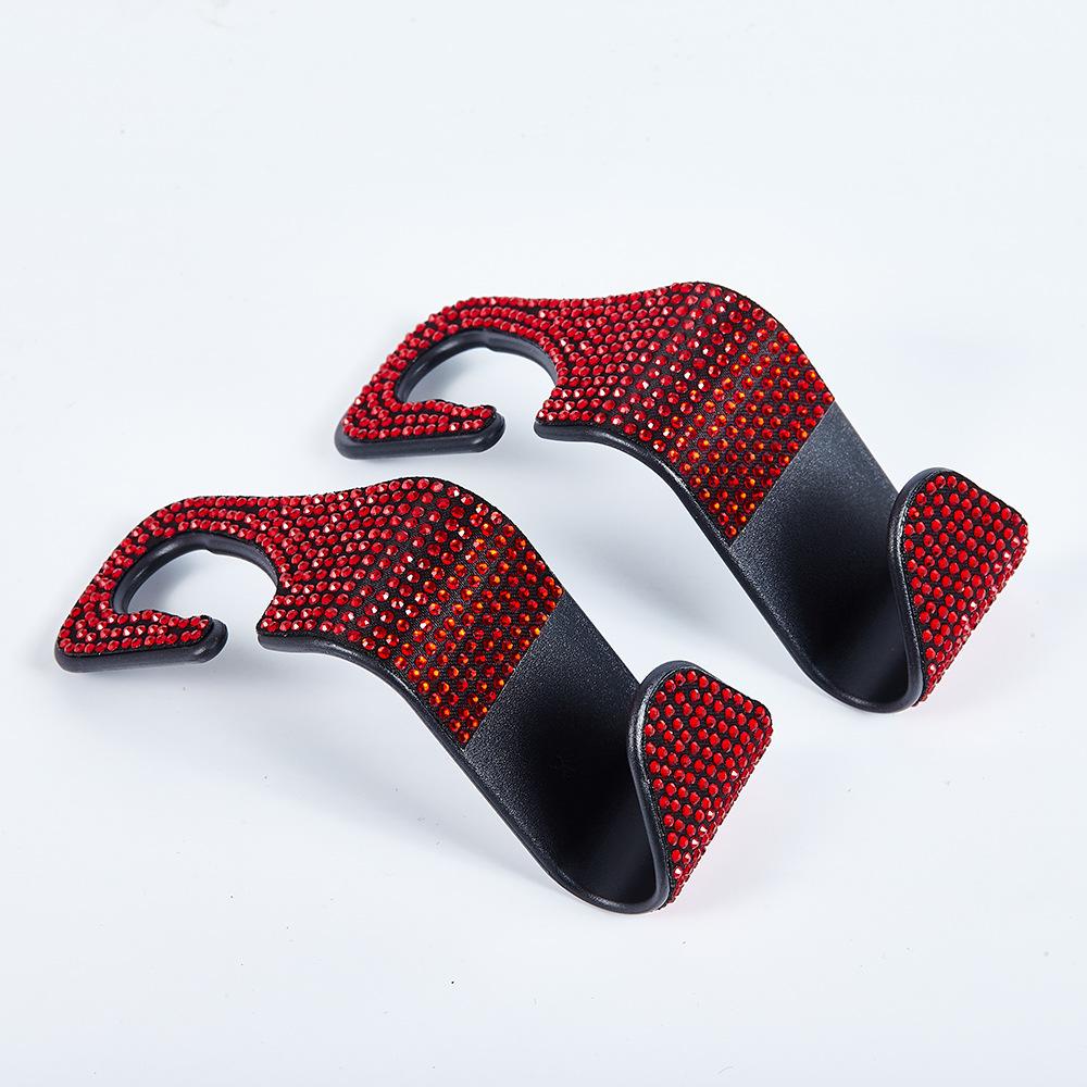 2-Piece Synthetic Diamond Car Hooks, Hidden Car Storage Hooks, Creative Car Seat Hooks & Hangers, Women's Car Accessories
