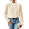 Fall Winter Women's Half Turtleneck Patchwork Wavy Chiffon Long Sleeve Top, European American Style Crossborder Women's Clothing