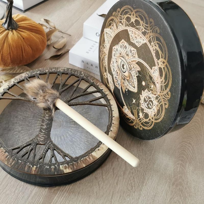 25CM Shaman Drum with Beater Sound Healing Tool Meditation Music Percussion Instrument For Spiritual Music,Reflection Meditation