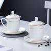 Bone China Teacup with Gold Rim and Lid