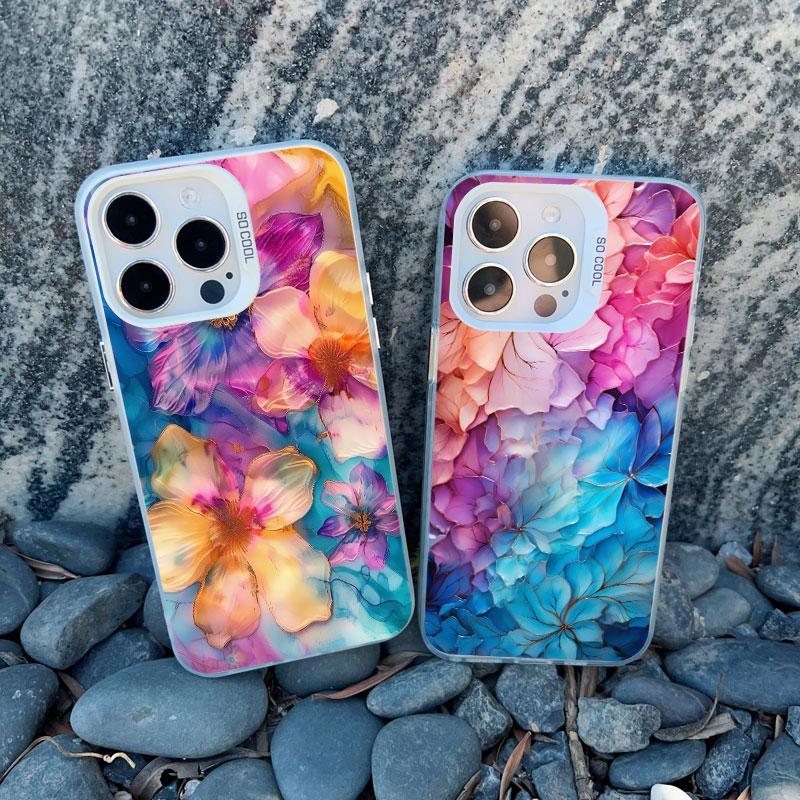 Colorful Flower Laser Phone Case For iPhone 15 Pro Max 14 13 11 12 Pro Max 13 Mini 15 14 Plus Shockproof Protection Back Covers