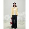 Women's High-Quality Milk Yellow Cable Knit Cardigan - Long Sleeve Sweater for Autumn 2026