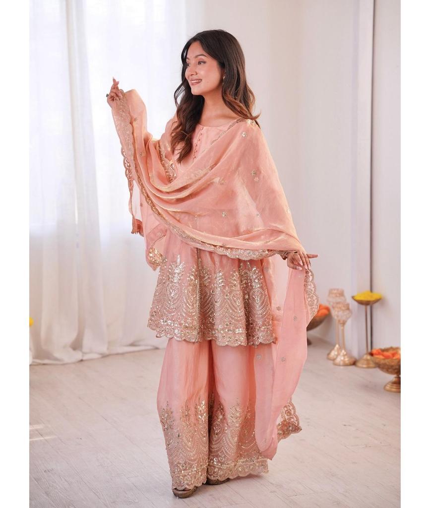 Ensemble Salwar Suit Sharara Gown Dupatta Bollywood pour Femme Designer Indien Tenue de Soirée Costume Fantaisie Lourd