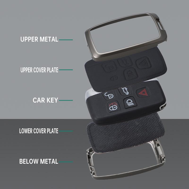 Car Zinc Alloy Leather Key Cases Holder Cover for Land Rover Range Rover Discovery 5 LR2 LR4 Sport for JAGUAR XE XF XJ F PACE