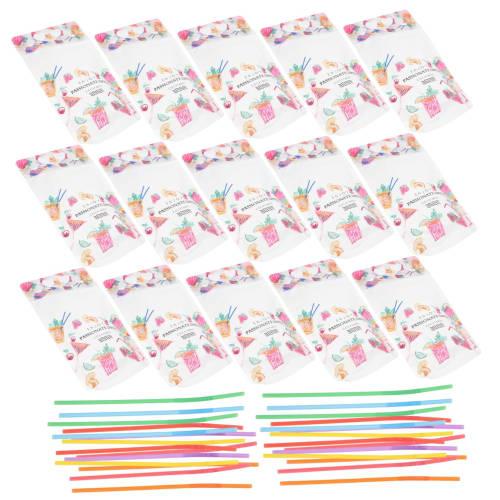 Minkissy 200-Piece Set of Disposable Drink Straws for Plastic Bottles, Long Colored Straws, Smoothie Bags, Juice Pouches, Zippered Storage Bags