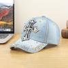 Cross-Border New Oversized Denim Baseball Cap Sparkling Diamonds Crow Heart Design Good-Looking Affordable Direct Manufacturer