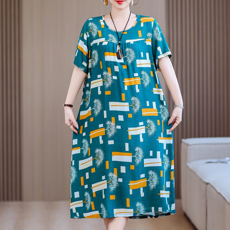 Plus Size Eleganckie sukienki letnie Luźne sukienki typu oversize z krótkim rękawem w stylu vintage Kobieta