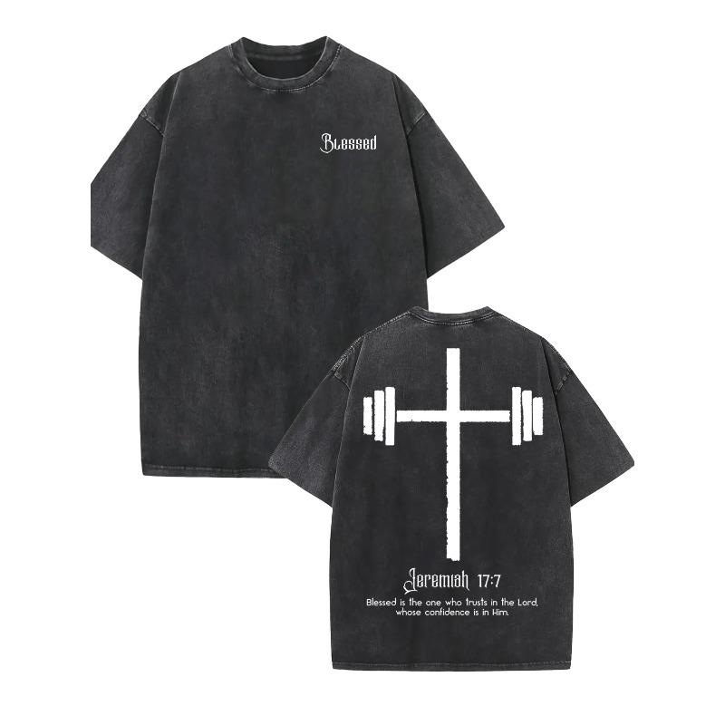 Oversized Vintage Washed T-Shirt for Men, Featuring a Relaxed Fit with a Round Neck And Short Sleeves. The Front Displays The Word 'Holy', All-Season