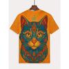 New Fun Cat Print Men's T-Shirt Street Trend Short Sleeve Versatile Men's T-Shirts Top