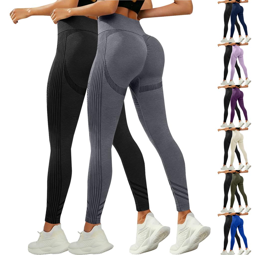2 Piece Seamless High Waist Stretch Yoga Pants for Women Elastic Sports Leggings Body Contour Outdoor Running Trousers
