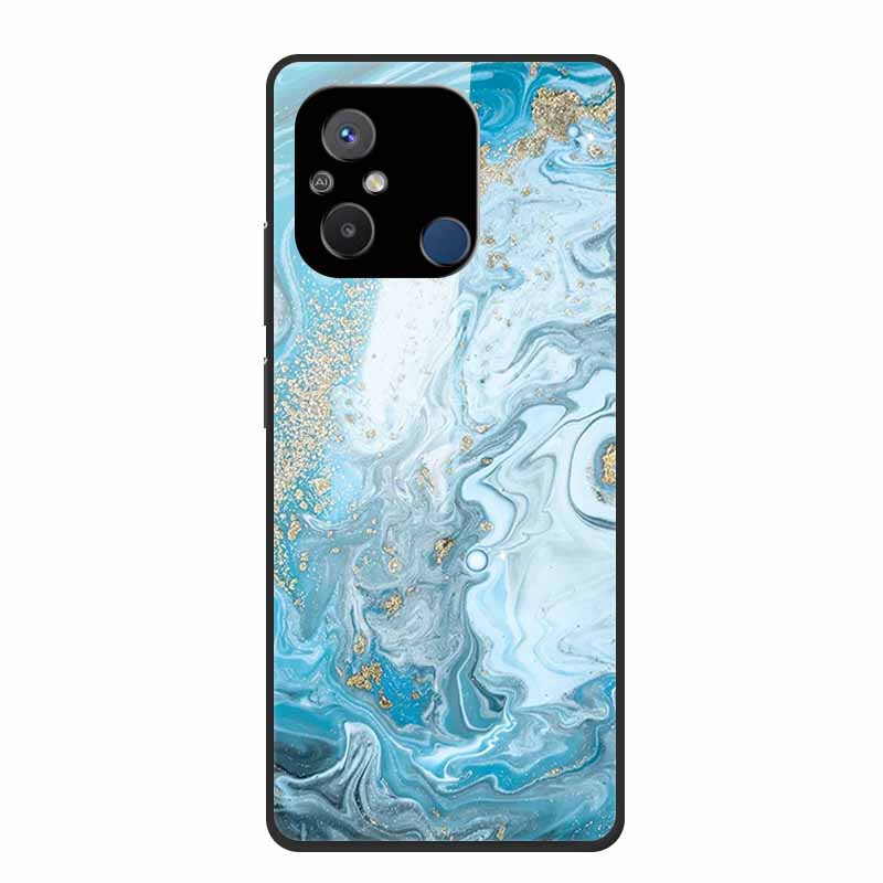 Gehärtetes Glas Case für Redmi 12C Rückabdeckung Hartschalen Case für Xiaomi Redmi 12C 4G Handyhülle Redmi12C Fundas 22120RN86G Cooler Stoßfänger
