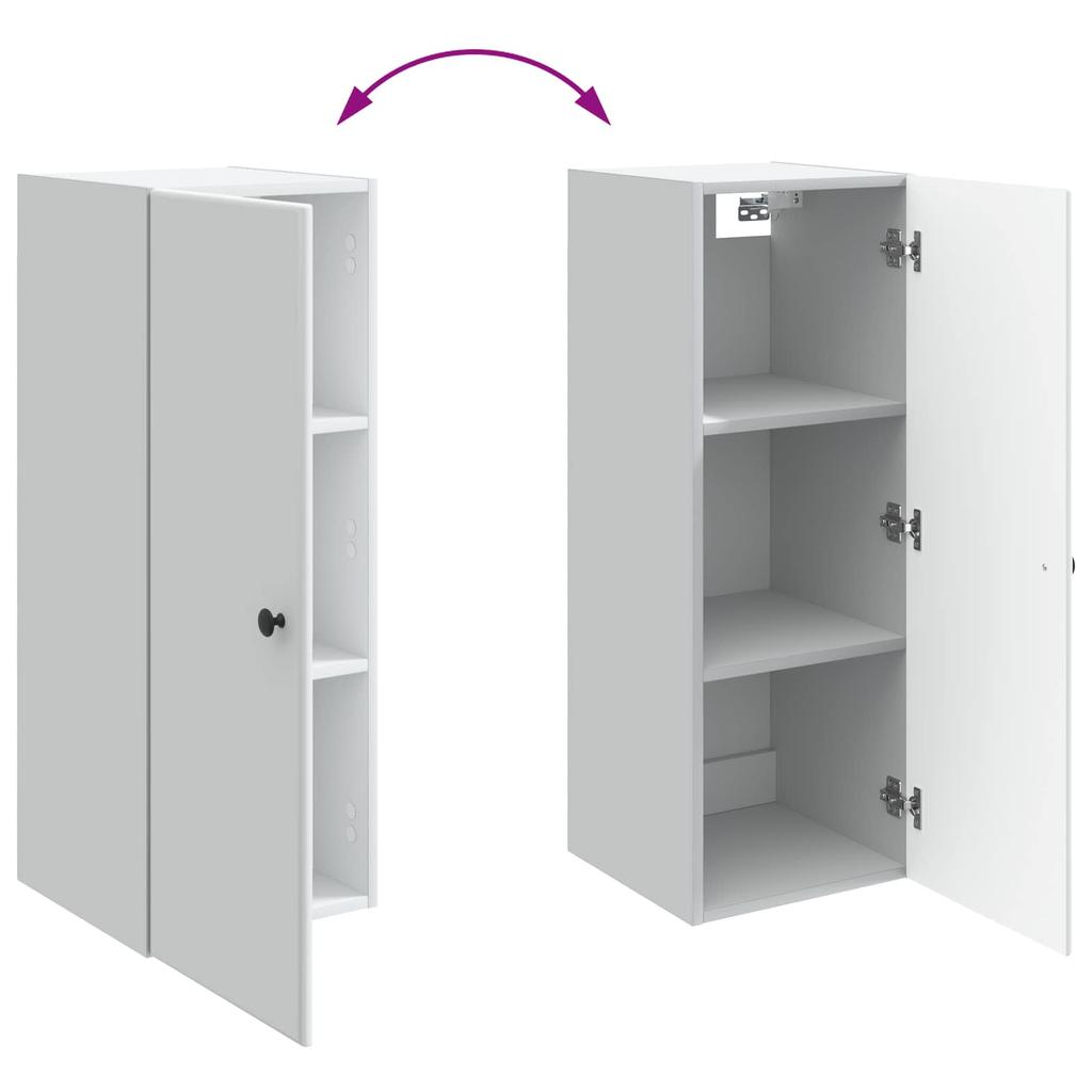 Wall Mounted Cabinet White 33 x 34.5 x 90 cm Particleboard