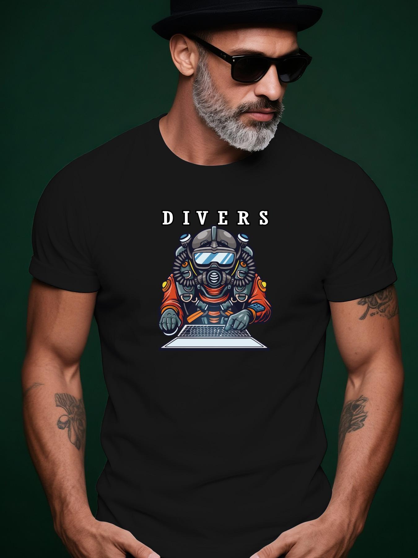 Diver Graphic Tshirt - Casual Crew Neck XL