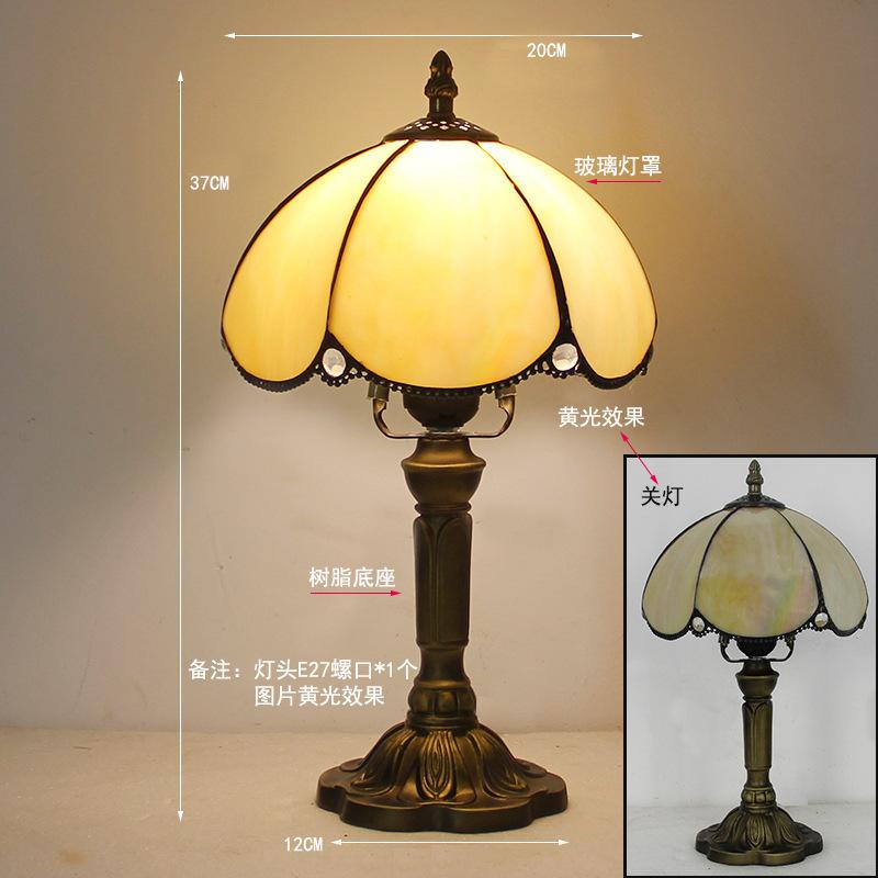 Håndlaget glassmaleriet bordlampe E27 retro lampeskjerm i middelhavsstil Bordlys Soverom Nattbord Dekorbelysning