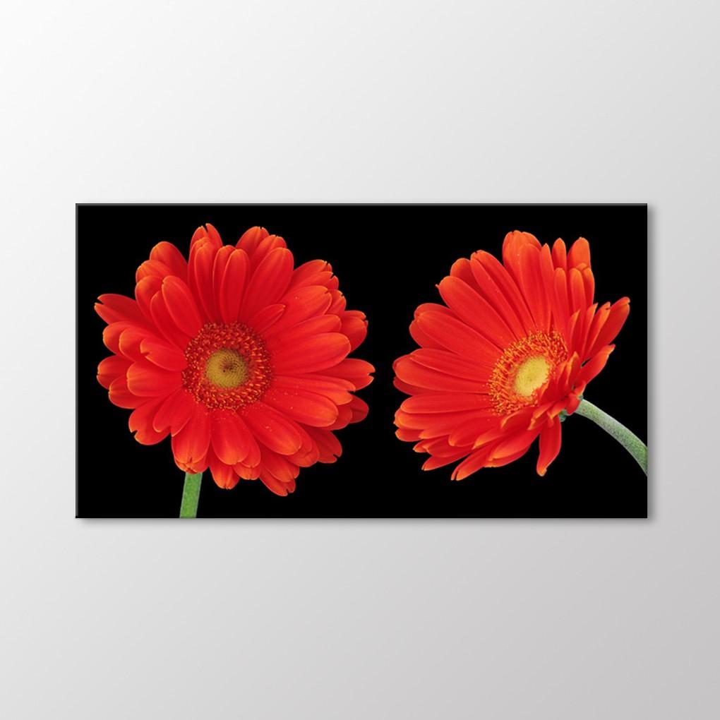 

Картина с красными хризантемами