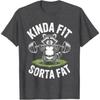 Kinda Fit Sorta Fat Funny Gym Bear Weightlifting Workout T-Shirt Y2k Humor Raccoon Weightlifter Fitness Saying Tee Novelty Top