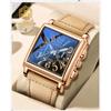 Square Dial, Leather Strap, Men's Waterproof Luminous Calendar Gift Watch