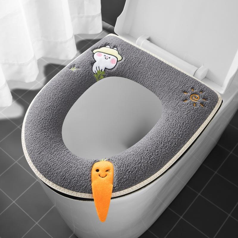 Toilet mat hook zipper cushion winter toilet cover embroidered toilet cover mat 37*43