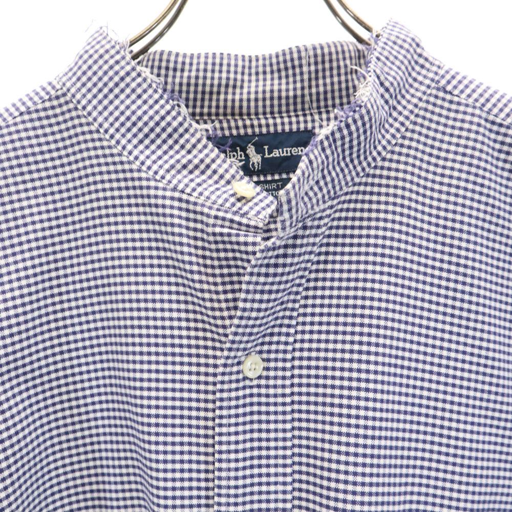 Ralph Lauren 90s BIG SHIRT OLD Check Pattern Long Sleeve Stand Collar Shirt Men's Used