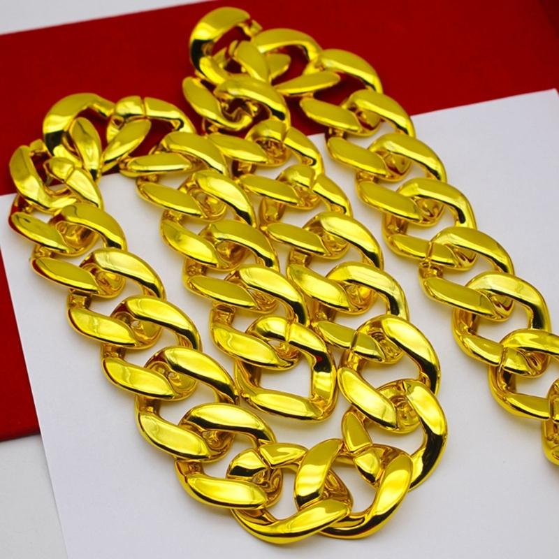 Plastic Big Chunky Chain Necklace 90s Hip Hop Gold Costume Necklace Photography Props Rapper Hip Hop Accessory Jewelry