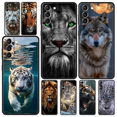 Soft TPU Phone Case For Samsung Galaxy S25 S24 S23 S22 S21 Ultra S20 FE 5G S10 S10E Plus Tigre Wolf Lion Animal Black Cover
