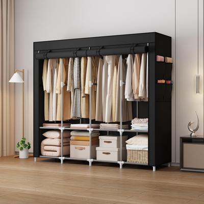 Multi-layer Non-woven Fabric Wardrobe with Dustproof Cover and Iron Pipe Frame