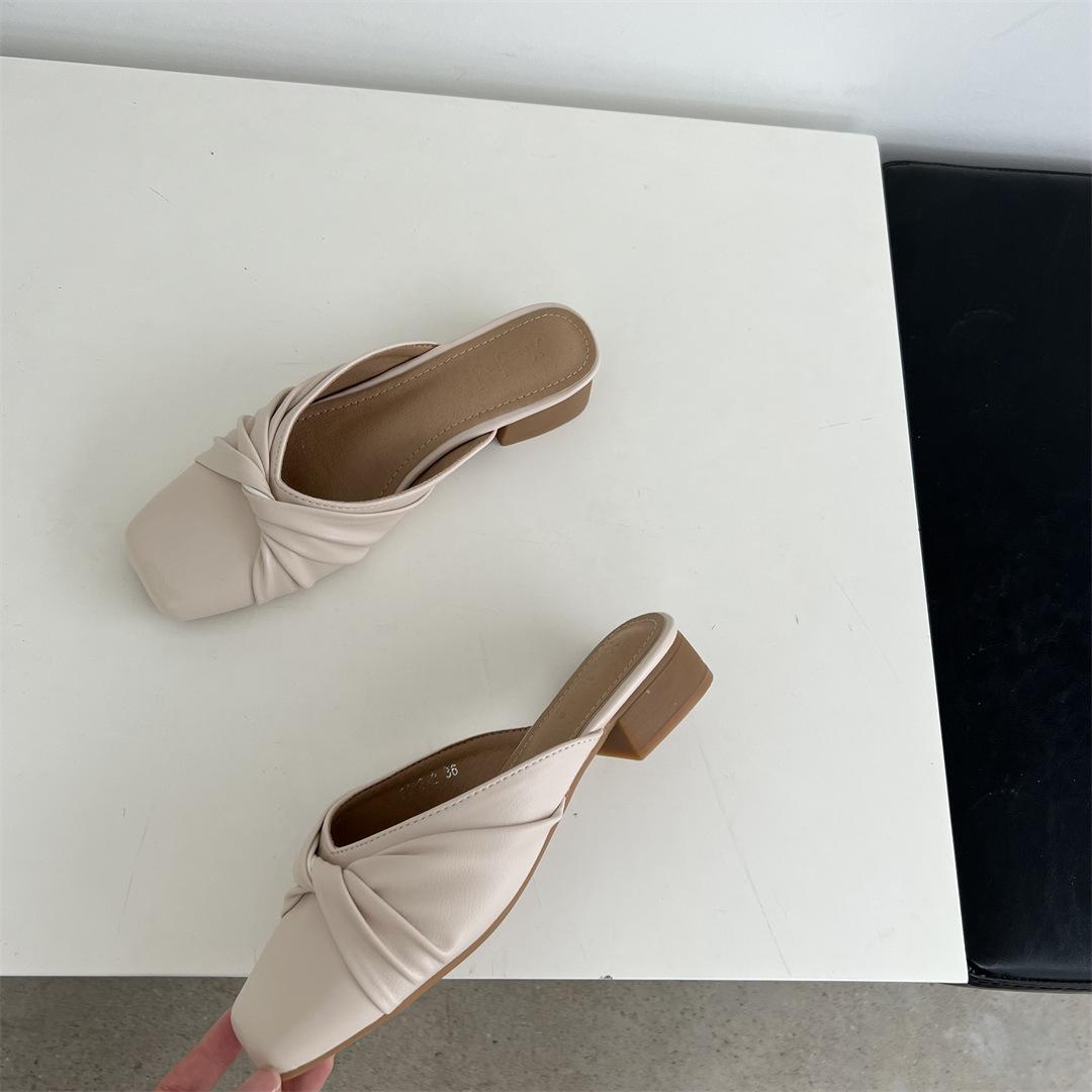 

2024 новые мягкие тапочки женские носят фею толстую с ленивой головой baobao полуперетаскивают одиночные туфли женские 39 абрикосовый