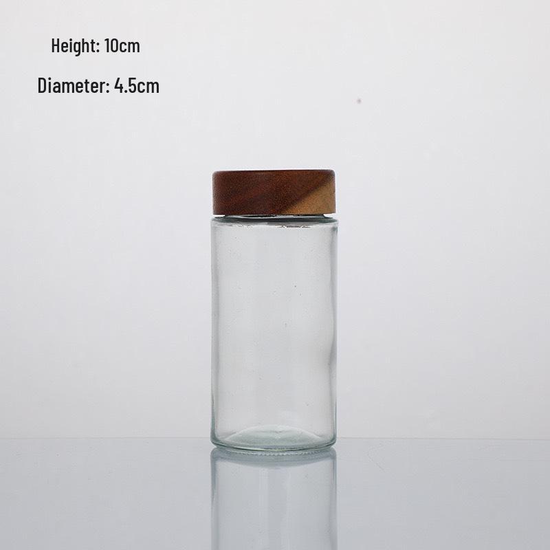 Bamboo Lid Glass Spice Jar with Flip-Top