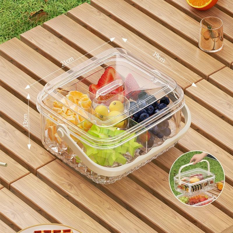 Plastic Refrigerator Spins Fruit Platter Multi-Purpose Rotating Divided Serving Tray LargeCapacity Transparent Snack Storage Box