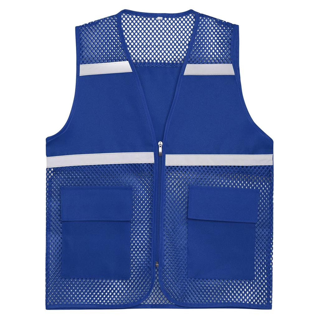 Gilet di Sicurezza ad Alta Visibilità da Uomo, Abbigliamento da Lavoro Riflettente, Tessuto a Rete Traspirante con Zip e Tasche, per Cantiere, Lavoro Notturno