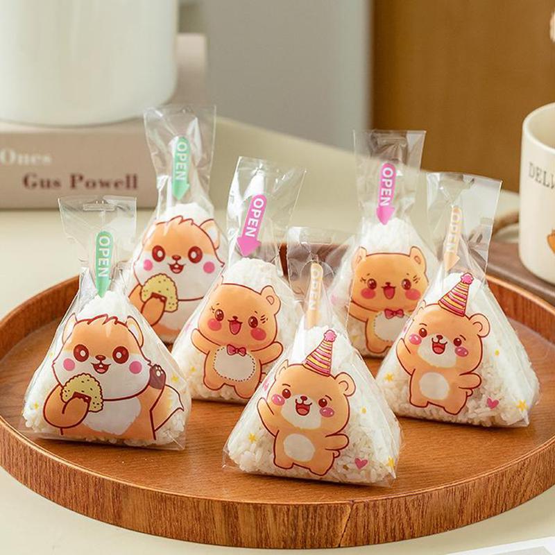 50/100 Stück schöne Cartoon-Dreieck-Reisbällchen-Verpackungsbeutel, Algen, Onigiri, Sushi, Bento, Herstellungsform, Bento-Zubehör, Sushi-Taschen