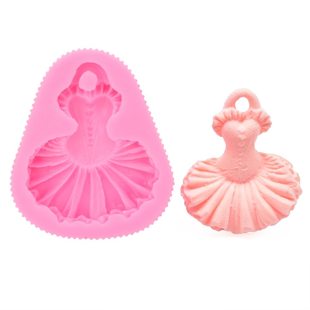 Household Kitchen Pink Dancing Skirt Silicone Mould Baking Cake Cookie Mold DIY ToolPink