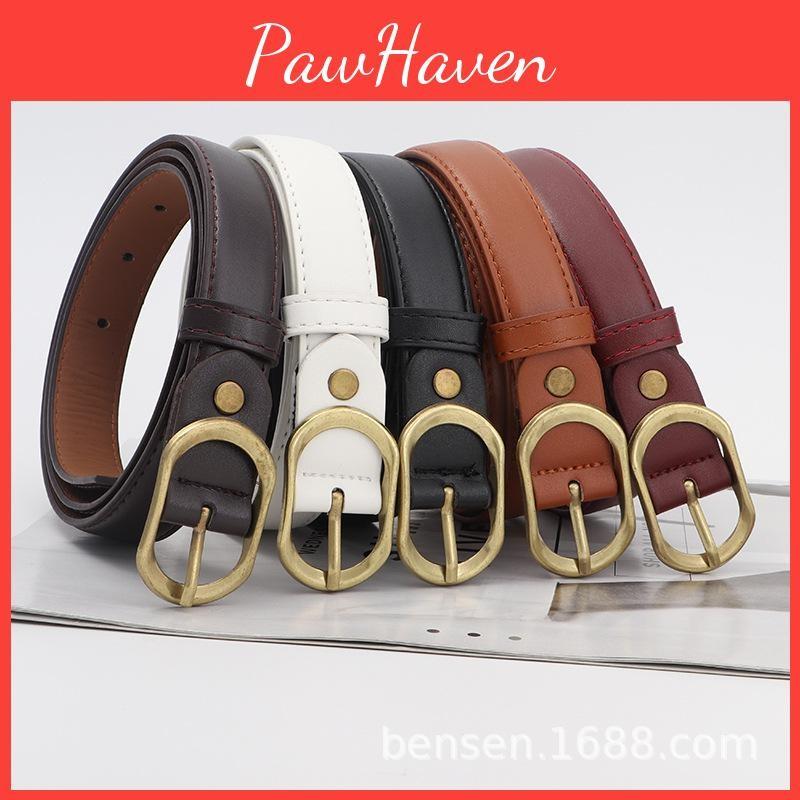 Vintage Leather Belt Women Versatile Decorative Waistband Casual Jeans Strap