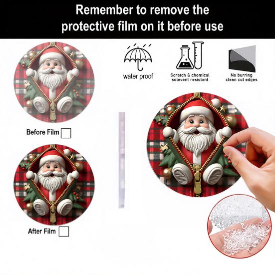 Festive Window And Door Decor Double-sided Acrylic Christmas Hanging Ornaments, Xmas Cartoon Snowman/Penguin/Gingerbread Man/Santa Claus Decorative