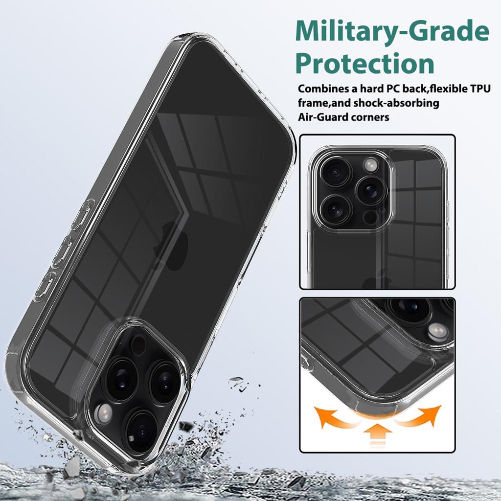 For iPhone 16 Pro Max Clear Case Shockproof Acrylic+TPU Phone Cover
