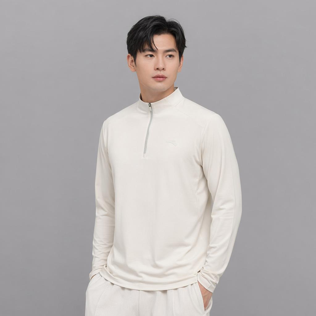 Anta Simple Stand Collar Comfortable Solid Color Soft Versatile Pullover Knit Sweater Men Tops 152617403-1