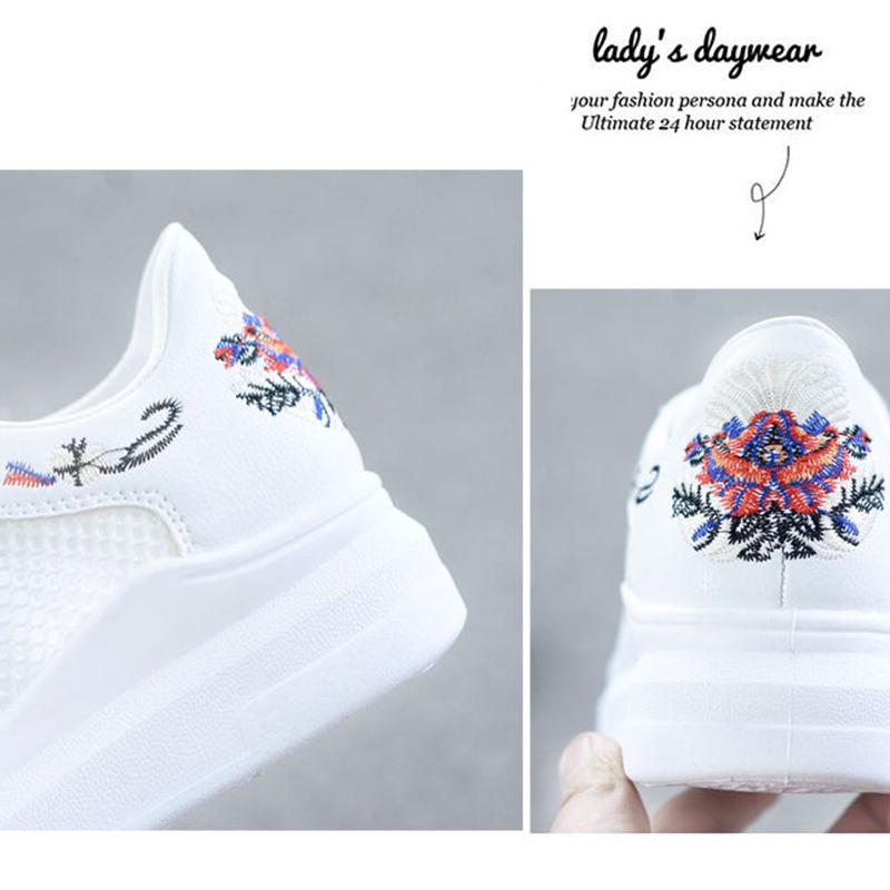 Prodyšné bílé boty Dámské Hollow Out Sportovní boty se síťovinou pro všechny zápasy Dámské Prodyšné Síťované Dámské Boty Ploché plátěné boty